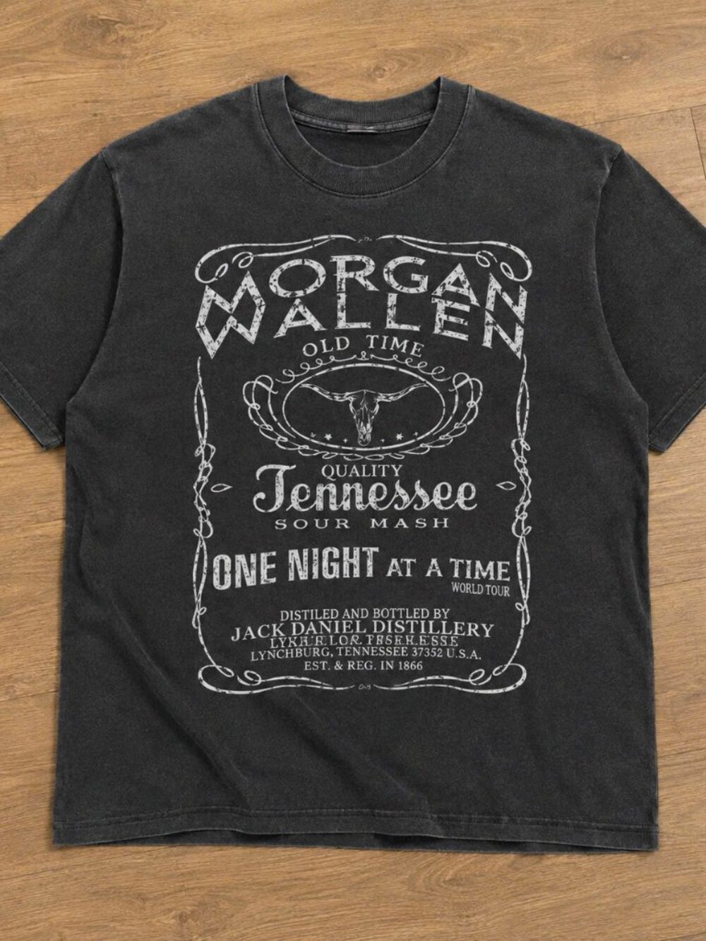 Morgan Wallen Tennessee Label One Night At A Time Tour T-Shirt Acid Wash